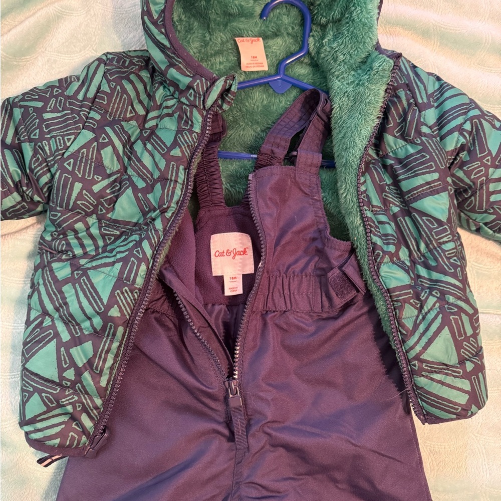 Cat & Jack Geometric Green and Navy Jacket Set